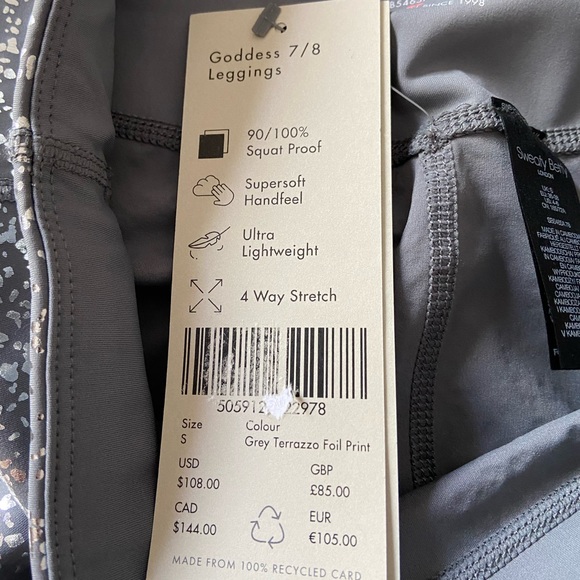 NWT SWEATY BETTY Goddess 7/8 Terrazzo Foil Print - Picture 4 of 6